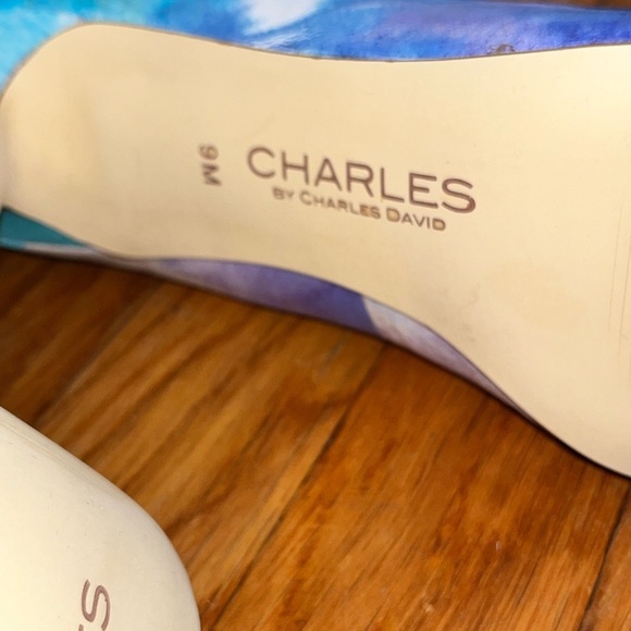 NIB Charles by Charles David stilettos size 9 tye die leather blue artsy fall - Picture 7 of 11